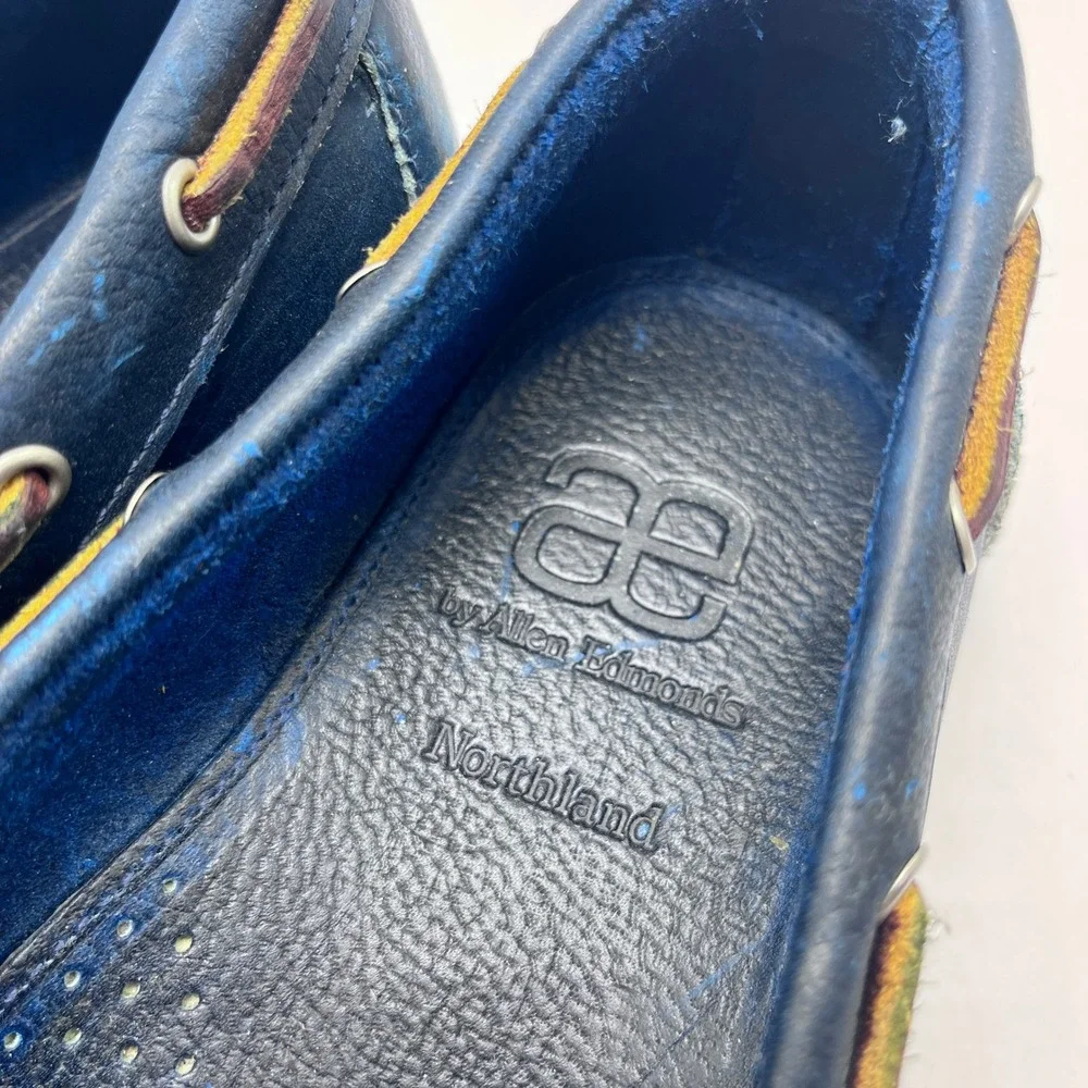 Allen Edmonds Northland Blue Leather Boat Shoes Loafers‎ Mens Sz 9 D 10036